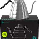 Coffee Gator Gooseneck Kettle with Thermometer - 34oz Premium Stainless Steel Pour Over Coffee Maker Kettle, Stove Top, w/Precision Drip Spout, for Drip Coffee, French Press, Tea Kettle, 4 Cup, 1L