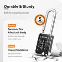 2.76 in Long Shackle Combination Lock | 4-Digit Padlock for Gym Locker, Cabinets, Toolboxes, Gates, Fences, Sheds | 1-Pack, Black/Silver