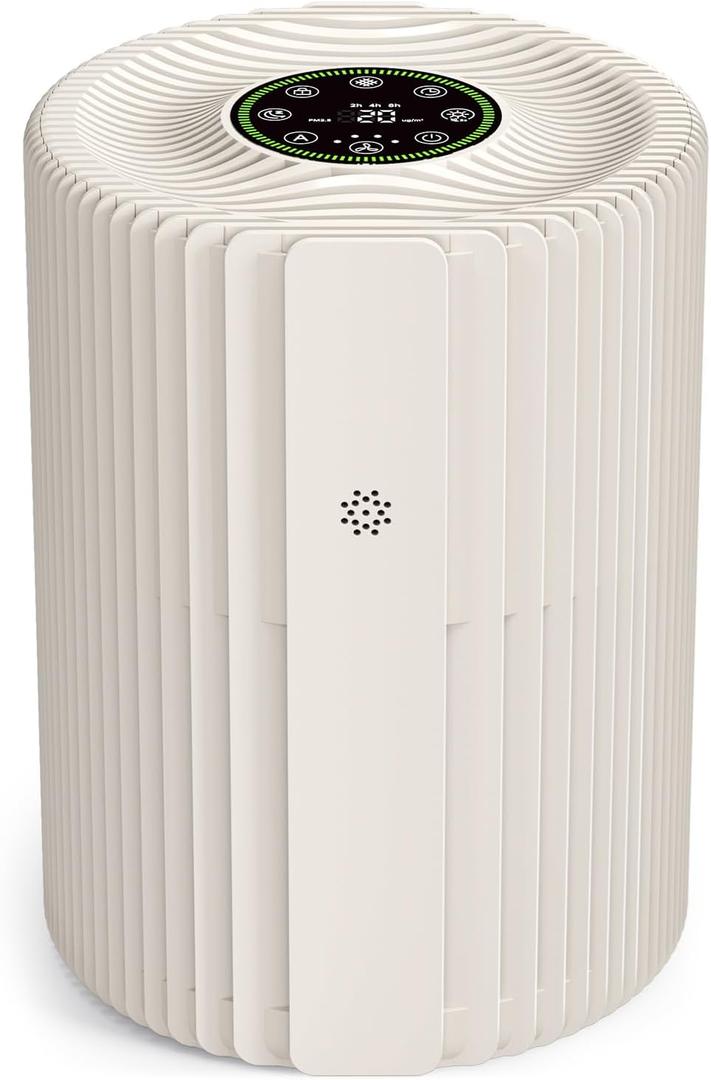 Air Purifiers For Bedroom And Home With Air Quality Display 1095 Sq. Ft True H13 HEPA Pet Air Purifier For Dorm Room With 360 Air Intake & Outlet For Bedroom Office, DH-JHD07(Beige)