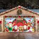 HOMETITUTE Merry Christmas Garage Door Banner 13x6ft Cows Farm Animals Barn Theme Backdrop Banners for Inside Winter Door Cover Banners for Outside Garage Wall Covering Party Decorations