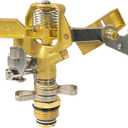 Hourleey 1/2 Inch Brass Impact Sprinkler, Heavy Duty Water Sprinkler Head, Adjustable 0-360 Degree Coverage Pattern, Watering Sprinkler with Nozzles for Large Patio Garden Irrigation (1 Pack)