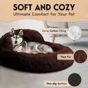 PetJett Dog Beds Large Sized Dog - 36'' Calming Round Bed, Anti-Slip & Washable Super Soft Donut Bed, Fluffy Faux Fur Anti-Anxiety Premium Comfort Pet Bed, Fits Dogs up to 80 lbs - Brown