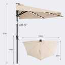 FLAME&SHADE 9 ft Half Patio Umbrella Solar with Tilt, Beige