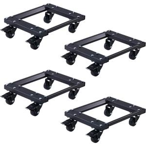 Heavy Car Dolly Set of 4, Heavy Duty Wheel with Brake, Total Weight 6000 LBS, Double ramp Design for Moving Cars, Trucks, Trailers, Motorcycles, and Boats