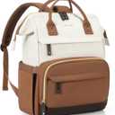 LOVEVOOK Laptop Backpack for Women, 15.6 Inch Work Business Backpacks Purse With Large Capacity, Waterproof Nurse Bag College Bookbag for School, Waterproof Casual Daypack for Travel (Beige-brown)