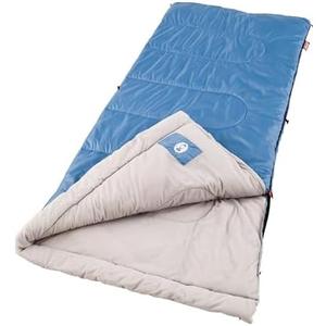 Coleman Sun Ridge 40°F Cool-Weather Sleeping Bag, Lightweight Adult Sleeping Bag with Soft Trim & Draft Tube, Machine Washable