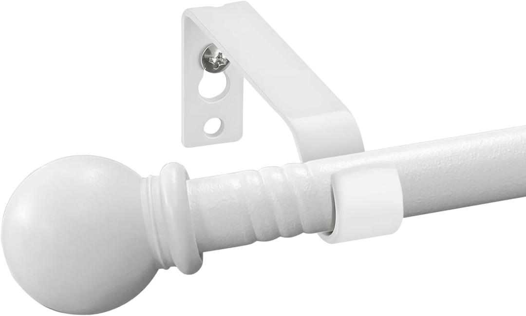Curtain Rod for Windows 30-62 inch, Decorative Curtains Rods Set,5/8 inch White Splicing Metal curtain rod with Brackets for Bedroom, Living Room, Kitchen and Outdoor Patio,  White