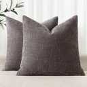 MIULEE Pack of 2 Decorative Throw Pillow Covers Soft Thick Solid Textured Chenille Throw Pillows Neutral Farmhouse Modern Home Decor for Couch Sofa Bedroom Living Room 20x20 Inch,Charcoal Gray