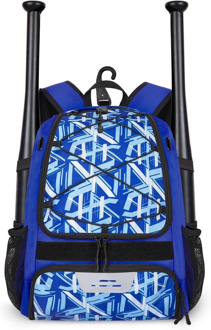 Baseball Bag Softball Bag with Heavy Duty Fence Hook, 2 Bat Sleeve, Ventilated Cleat Pocket, Large Capacity Durable Equipment Backpack