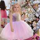 12M-6Y Baby Dress Sequins Bowknot Flower Girls Lace Wedding Pageant Tutu Gown Dresses with Headwear