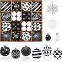 50Pcs Christmas Tree Ornaments - 2.36''/60mm Christmas Ball Ornaments Set for Xmas Tree Holiday Party Wedding Home Decorations (Black & White)