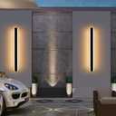 Mikeru 2Pack 39.3inch Outdoor Wall Light Fixtures, 3000/4500/6000K 3 Color Modern Black Linear Wall Lights Front Porch Light Wall Mounted Led Lighting for Basement, Shop,Garage Non-Dimmable