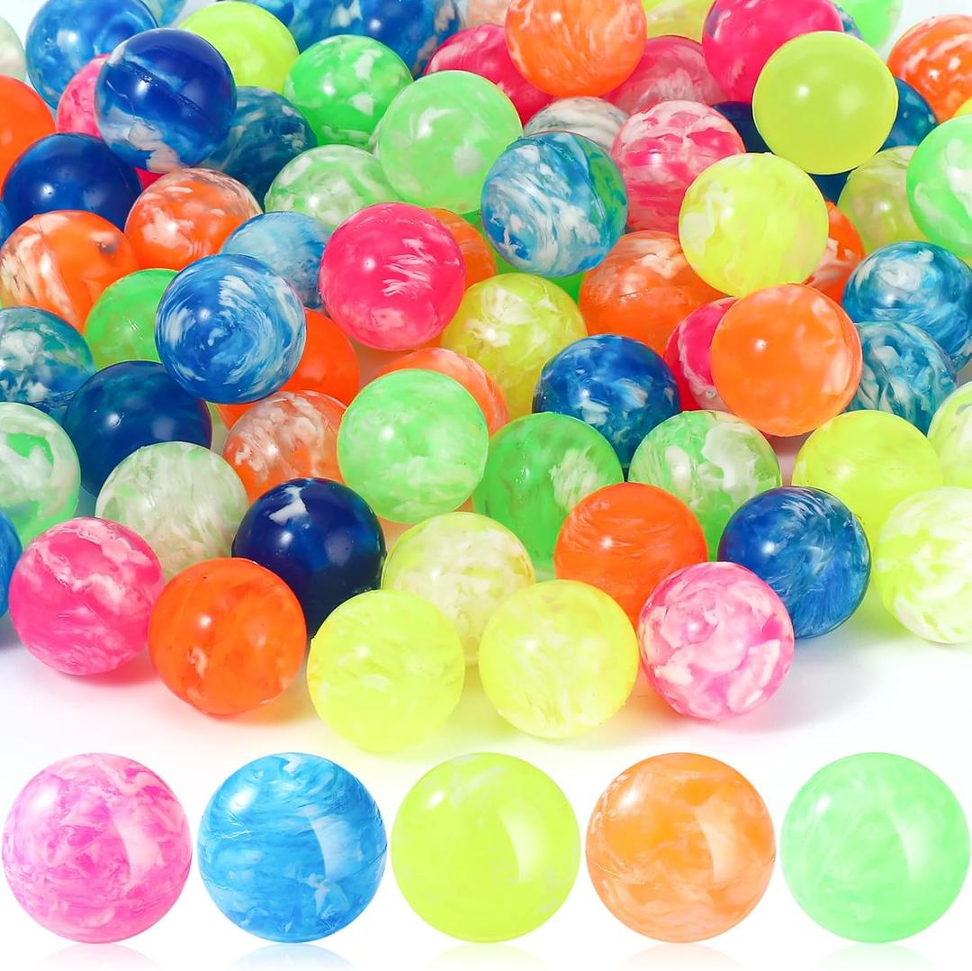 100 Pcs Mini Bouncy Balls Marbleized Bouncing Balls Bulk 1 inch Rubber High Bouncing Ball for Birthday Party Favors and Carnival Prizes Vending Machines Fillers Gift Bag Fillers (Marbleized)