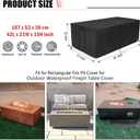Fire Pit Cover Rectangular 42 Inch,Propane Gas Fire Pit Table Cover, Outdoor Waterproof Firepit Table Cover - 42 x 21 x 15 Inch