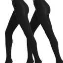 No Nonsense Women's Super Opaque Control Top Tights (Large, Black/Black)
