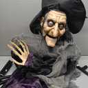 ELAMAS Animatronics 64 inch Dancing Witch Halloween Decorations - Sound Activated with Creepy Sound, Spooky Move, Light Up Eyes, Haunted House Scary Decor Horror Prop for Indoor, Outdoor, Yard Lawn