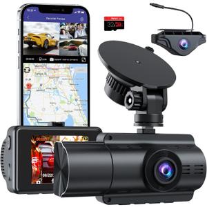 Moplasz Dash Cam Front Rear, 4K Full HD Dash Camera for Cars, Included 32GB Card, 3 Channel Dashcam Built-in Wi-Fi GPS, Night Vision, WDR, 24H Parking Mode (2160p Dash)