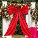 Big Bow 27 x 42 Inch Giant Valentine Tree Topper Decorations Extra Large Valentine's Day Tree Toppers Bows Decor Birthday Coquette Party Wedding Backdrop Satin Ornaments(Red)