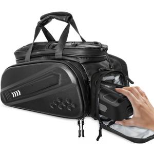 Axiniu 40L Capacity Rear Bike Rack Bag, Hard Shell Bike Rack Bag, Bikes Trunk Bags, Ebike Battery Bags, Multifunction Large Pannier for Bicycle, Bicycle Backpack for Ebike, Travel, Commuting, Black