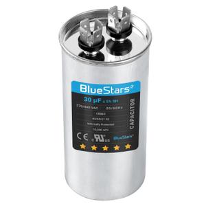 [UL Certified] BlueStars 30 uF MFD  5% 370 VAC or 440 Volt 50/60 Hz Multi-Purpose Motor Run Round Capacitor - Compatible for Air Conditioner or Heat Pump Condenser