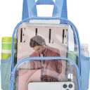 Busiuw Clear Backpack for Stadium Events 12x12x6 with Front Pocket for Concert Sport Fashion Women Backpack Events Work Travel (Sky blue)