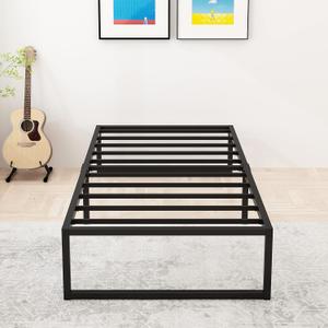 16 Inch Twin XL Bed Frames Heavy Duty Sturdy Metal Platform Bed Frame No Box Spring Needed, Noise Free, Easy Assembly, Black