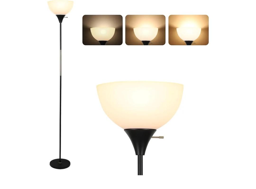 Floor Lamp, Dimmable Standing Lamp, 3 Levels Brightness Led Floor Lamp Rotary Switch Floor Lamps Modern Industrial Lamp with Shade, Tall Lamps for