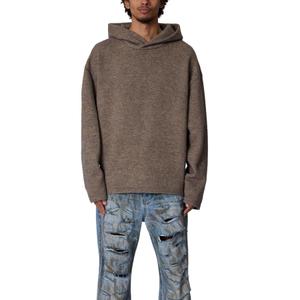 mnml Men's Tonal Grain Knitted Hoodie - Brown, S