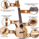 Concert Ukulele 23 inch UKS-2, 4 Strings Ukeleles For Beginners, Sapele Hawaiian Ukele with Ukulele Case and Ukele String Set (Spalted Maple Glossy)