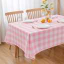 Pink and White Gingham Buffalo Check Checkered Tablecloth - 60" X 102" Rectangle Tablecloth Oblong Polyester Pink Plaid Table Cover Reusable Water Resistant for Spring Valentine Holiday Picnic Dinner