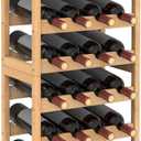 24-Bottle Bamboo Wine Rack Freestanding Floor, 6 Tier Wine Display Rack with Table Top, Wine Storage Shelf for Kitchen Dining Room Bar
