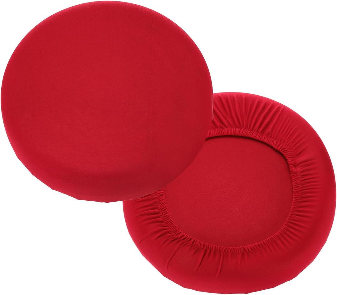 uxcell 2 Pack Stool Covers Round, 11-14 Inch Bar Stool Covers Washable Dustproof Slipcover Seat Cushion with Elastic for Bar Kitchen Living Room Decor, Red