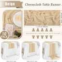 10 Pack Beige Cheesecloth Table Runner 17x108 Inch Semi Sheer Boho Rustic Gauze Cheese Cloth Table Runners for Wedding Party Birthday Baby Shower Home Dcor