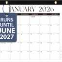 2 x 2026 Desk Calendar, Large Desktop/Wall Monthly Calendar (Jan. 2026 - Jun. 2027) 17'' x 12'' School Year Desk Planner for Teacher Family School Office Supplies (Black)