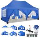 COBIZI 10x20 Pop up Canopy Party Tent,Carry Bag, Portable Instant Gazebo 3 Adjustable Height, Waterproof UV50+, 420D Oxford Cloth,12 Stakes, 6 Ropes, PU1500mm Silver-Coated, for Commercial, Events, Light Blue, 10x20FT