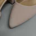 IDIFU Women's IN2 Pedazo Dress Shoes Low Block Heels Comfortable Chunky Closed Toe Ankle Strap Wedding Pumps (9.5, Nude Nubuck)