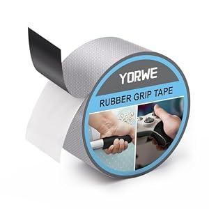 Yorwe Rubber Grip Tape, Ultra-Thin Strong Adhesive Anti-Slip Waterproof Heat Resistant Wear-Resistant Cushion Pad, Making Handles or Contact Surfaces Safer, with Grip and Comfort (Gray, 2In x 10Ft)
