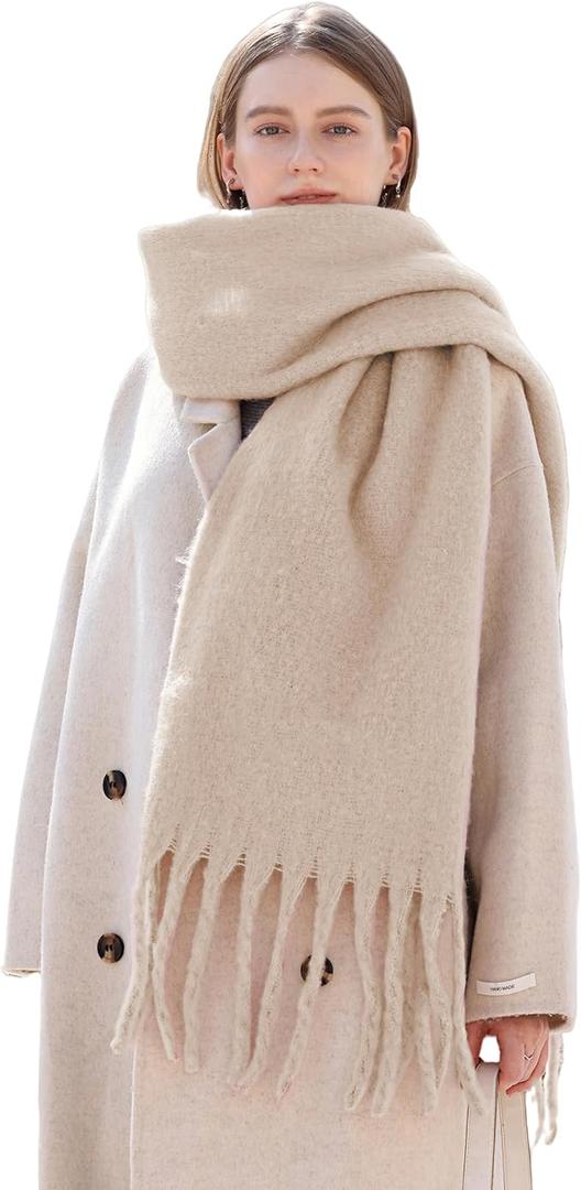 Wander Agio Cashmere Feel Scarf Long Pashmina Shawls and Wraps for Women Large Blanket Scarves Solid Apricot 