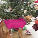 Fragralley Dog Coat Large, Waterproof Dog Jacket with Warm Fleece Lining, Adjustable Reflective Dogs Winter Coat, Turtleneck Pet Coats for Cold Weather (Rose Pink XXXL)