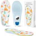 Kids Insoles Compatible with AirTag Arch Support Shoe Inserts for Children Soft Cushion Insoles with Hidden Tracking Holder, Anti-Lost Tracker Case (Yellow, 7.6-8.3IN(195-210mm) / Kid 12-Big Kid 1.5) (Blue)