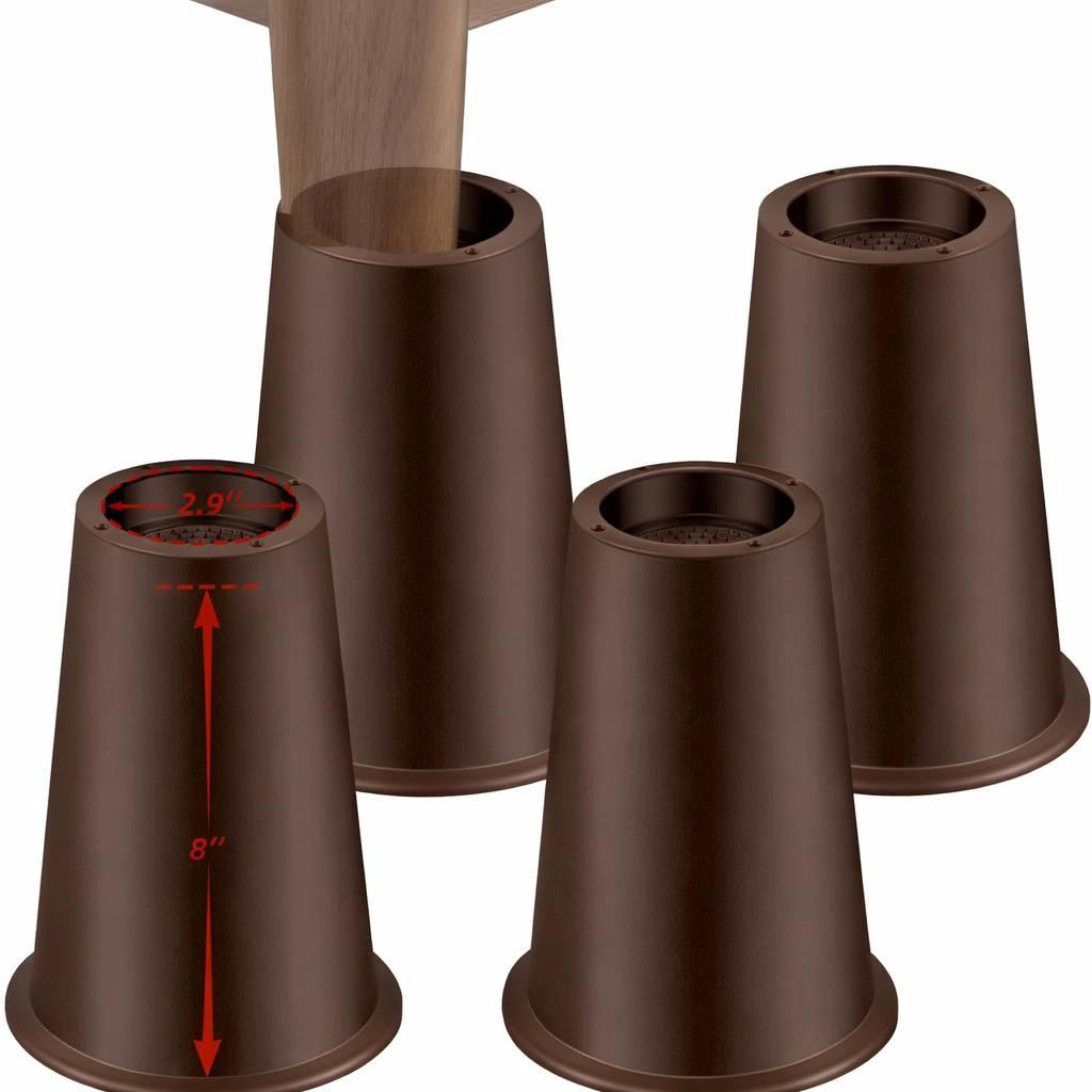 8 inch Bed Risers Adjustable Furniture Risers - Heavy Duty Non-Slip Lift Supports for Beds/Couches/Sofas, Durable Square Design with Creates Storage Space (4 Pack Black, 8 inch Round)