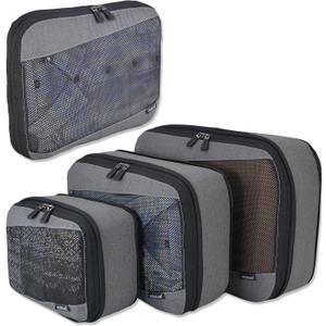 WELKINLAND 4-Pack Light-Weight Tripped Compression Packing Cubes - Clear, Compressible, Carry On