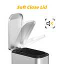 Bathroom Trash Can with Soft Close Lid, 15L/ 4 GallonRectangular Trash Can with Removable Wastebasket, Step Pedal, Slim Wastebasket for Bedroom, Home Office,Silver