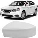 Moonlinks Compatible with Nissan Sentra 2013 2014 2015 2016 2017 2018 2019 Left Side Mirror Cover Replacement, White Primer Left Driver Side Door Rearview Mirror Cap Trim