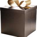 LaRibbons Large Gift Boxes with Lids, 10x10x10 Inches Brown Coffee Square Foldable Gift Boxes for Birthday, Wedding, Christmas, Baby Shower, Party, All Occasion