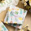 2 x Garbendy Plant Wrapping Paper - Mini Roll -17in x 32.8ft,Metallic Gold Foil Flowerpots,Floral Wrapping Gift Paper for Baby Shower, Birthday, Bridal Shower,Wedding,Party and more