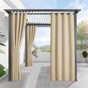 2 x RYB HOME Outdoor Curtains for Patio Waterproof Block Sunlight Thermal Insulated Privacy Assured Thick Outside Curtains for Porch, Gazebo, Pergola, W52" x L84", Biscotti Beige, 1 Panel