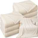 6 Pack Sherpa Fleece Throw Blanket Bulk 50 x 60 Soft Plush Couch Blankets for Women Wedding Spa Sofa Sleepover Party Supplies Guest Room Decor (Ivory)