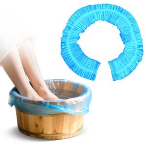 25 Pcs Plastic Pedicure Liners Disposable,35"35" Elastic Pedicure Bowl Liners, Fits Most Foot Bath and Spa Salon Chair Tub, for Foot Massage Hotel Home Use (Blue)