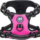PoyPet 2019 Upgraded No Pull Dog Harness with 4 Snap Buckles, Reflective with Front & Back 2 Leash Hooks and an Easy Control Handle [NO Need Go Over Dogs Head] (Pink,S)